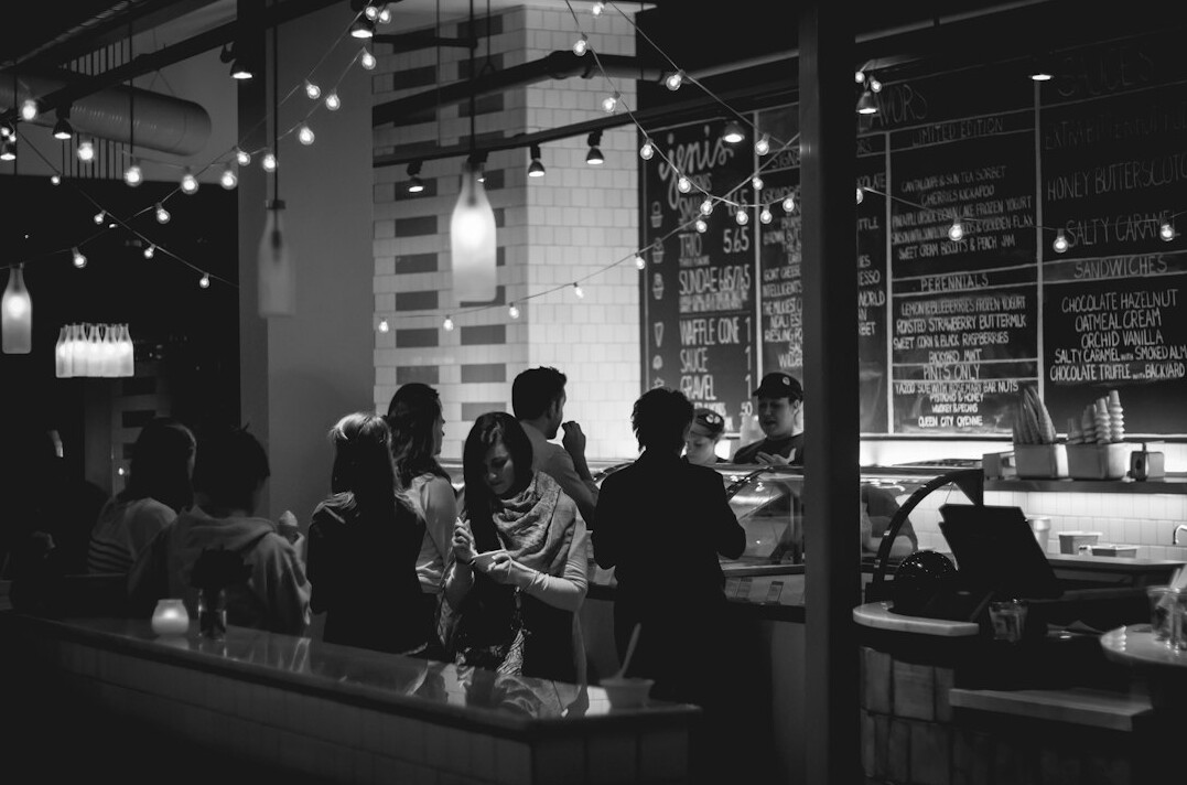 Team discussing ideas around a table