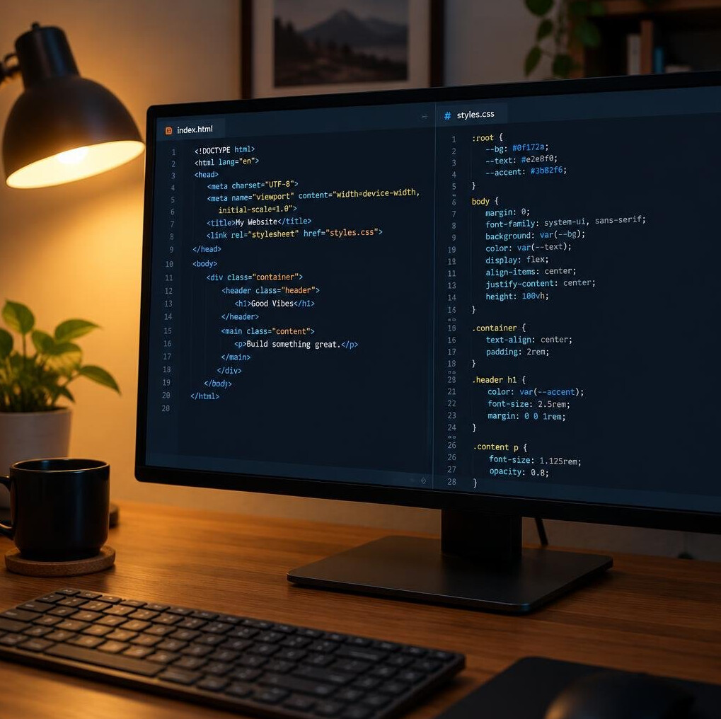 HTML code on a monitor