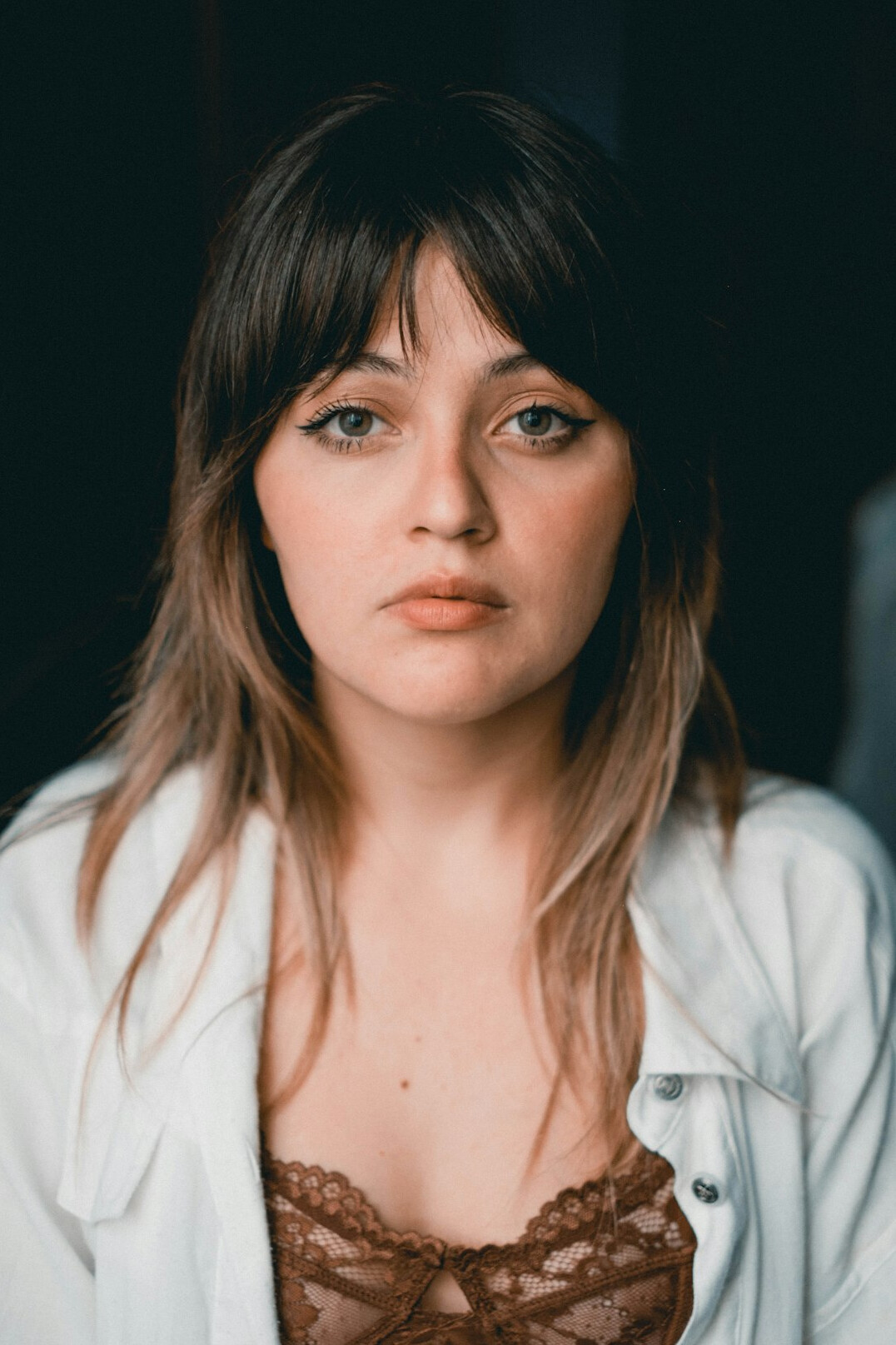 Portrait of a young woman with brown hair