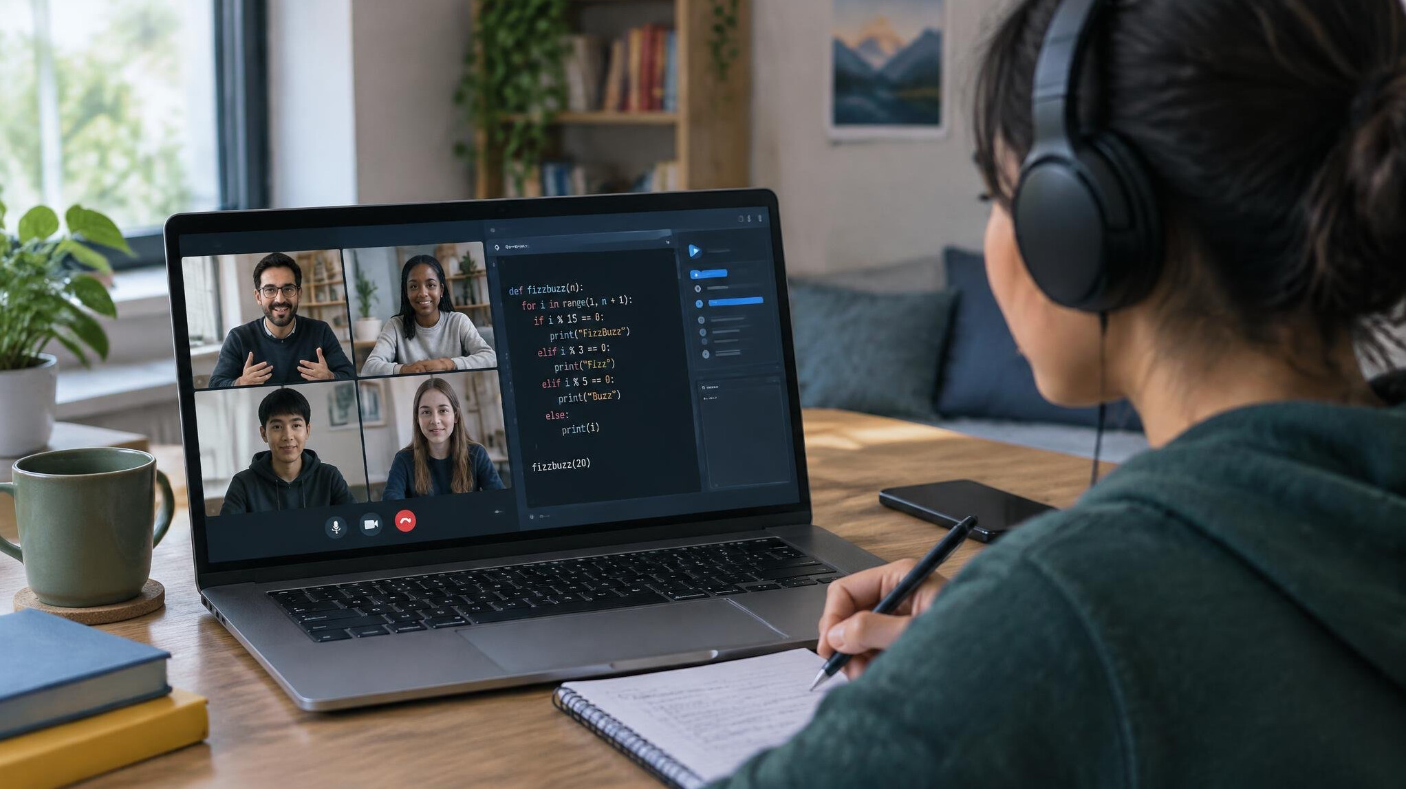 online coding class on video call