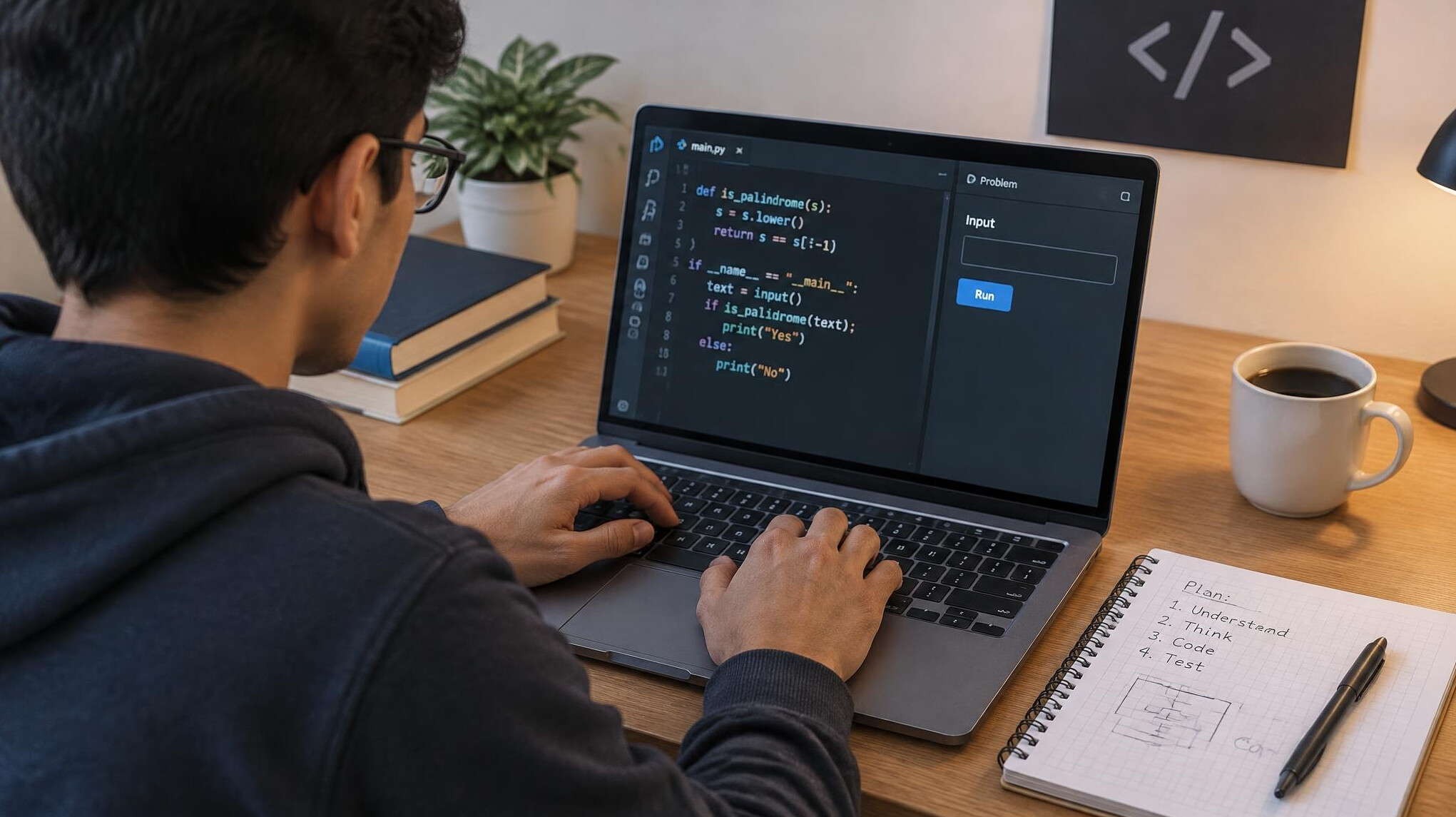 person solving coding problems
