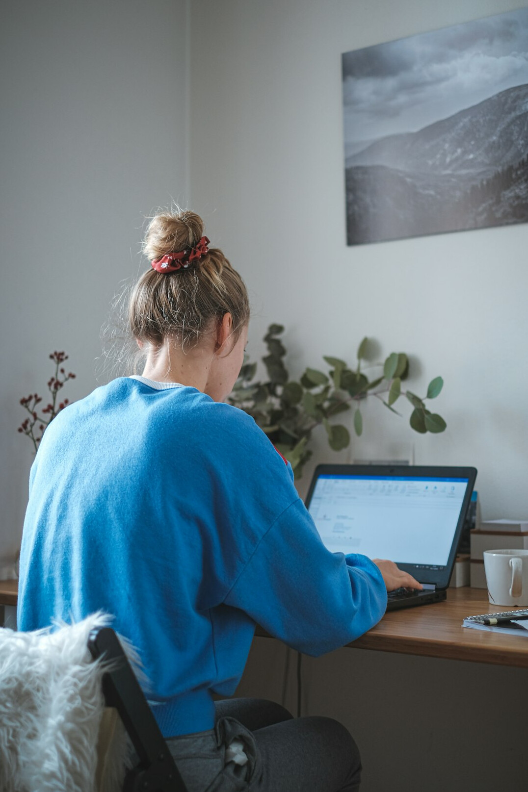 beginner at desk with laptop